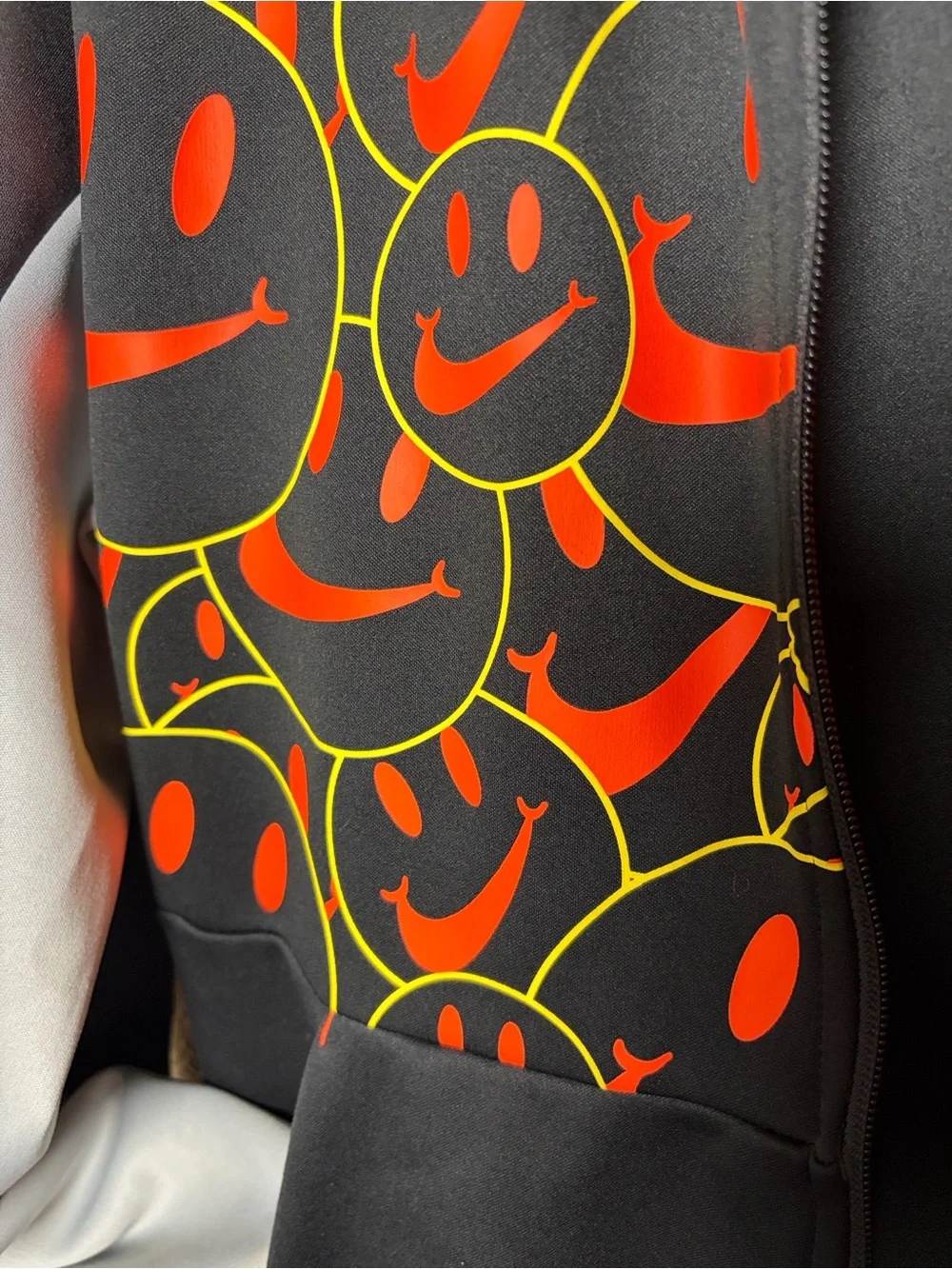 Nike Black Orange & Gray Smiley-Panel Full-Zip Jacket